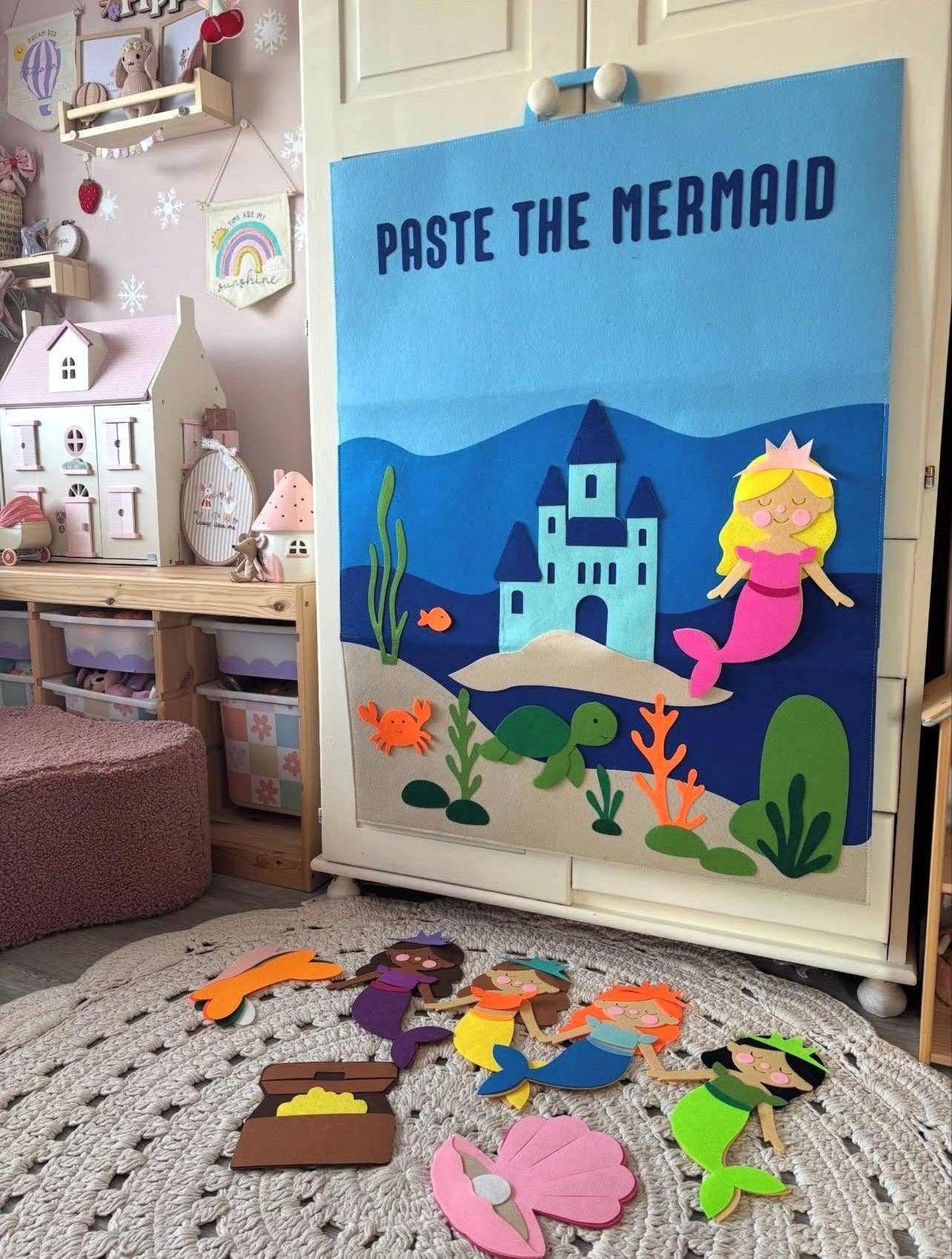 Tableau en Feutrine « Sirène » The PlayMakers | 98 cm | Jeu Créatif Velcro | Dès 3 ans