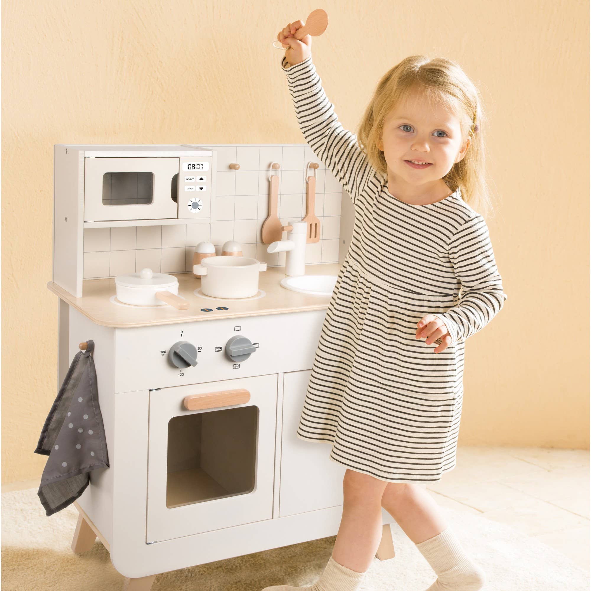 Cuisine en Bois pour Enfants Classic World | Robinet & Accessoires | Jeu d'Imitation | Dès 3 ans