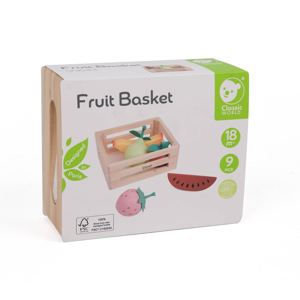 Caisse de Fruits en Bois Classic World | 5 Fruits Réalistes | Jeu de Cuisine | Dès 18 mois