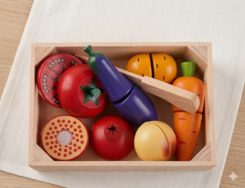 Set Fruits & Légumes à Couper en Bois