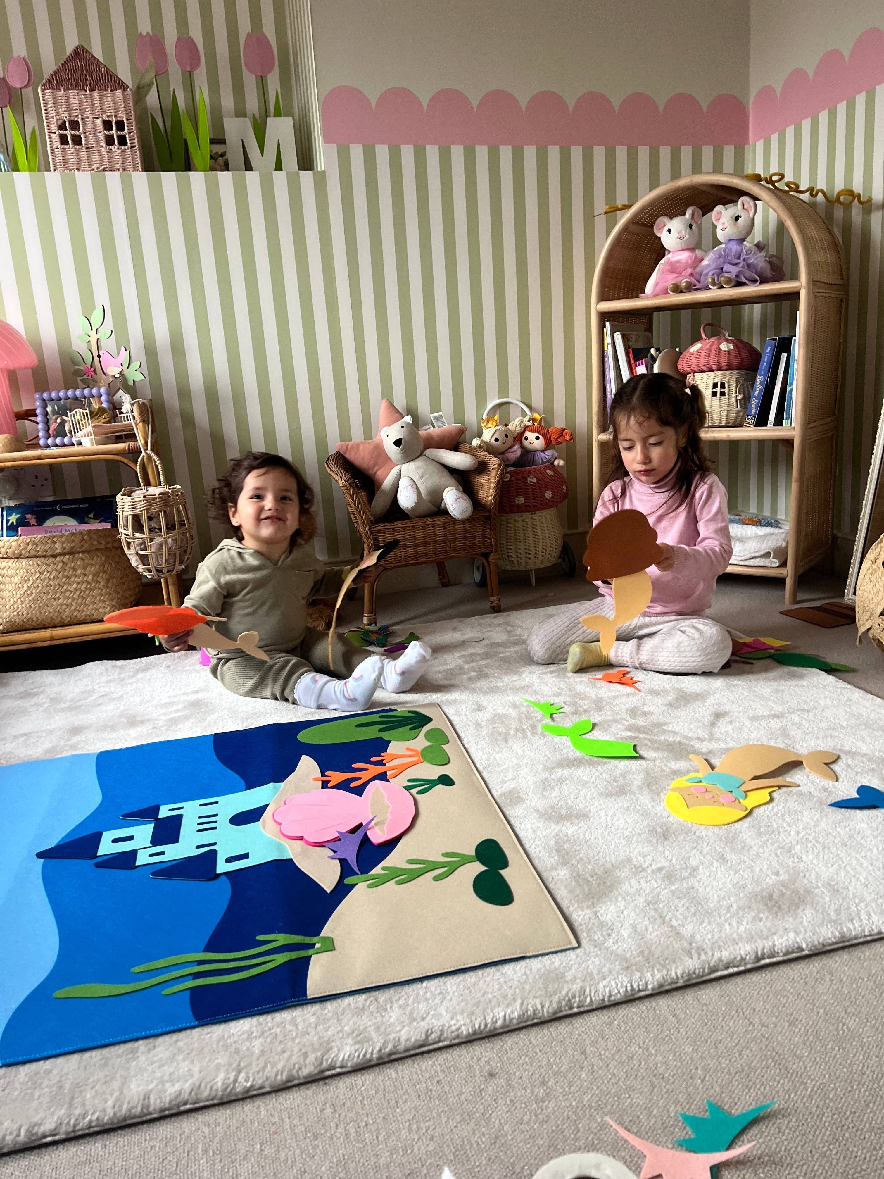 Tableau en Feutrine « Sirène » The PlayMakers | 98 cm | Jeu Créatif Velcro | Dès 3 ans