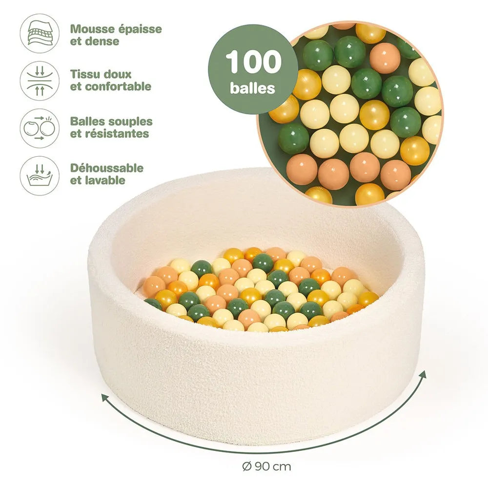 Piscine à balles Plush Blanche Ludi – Ø90 x H30 cm