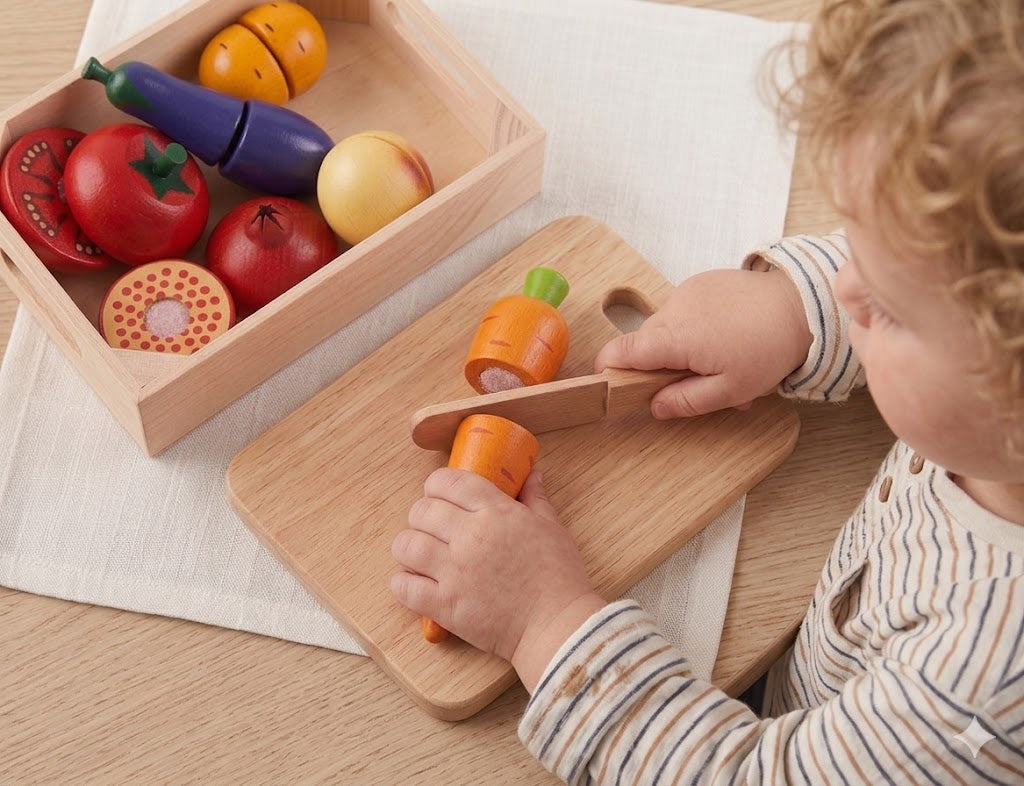 Set Fruits & Légumes à Couper en Bois