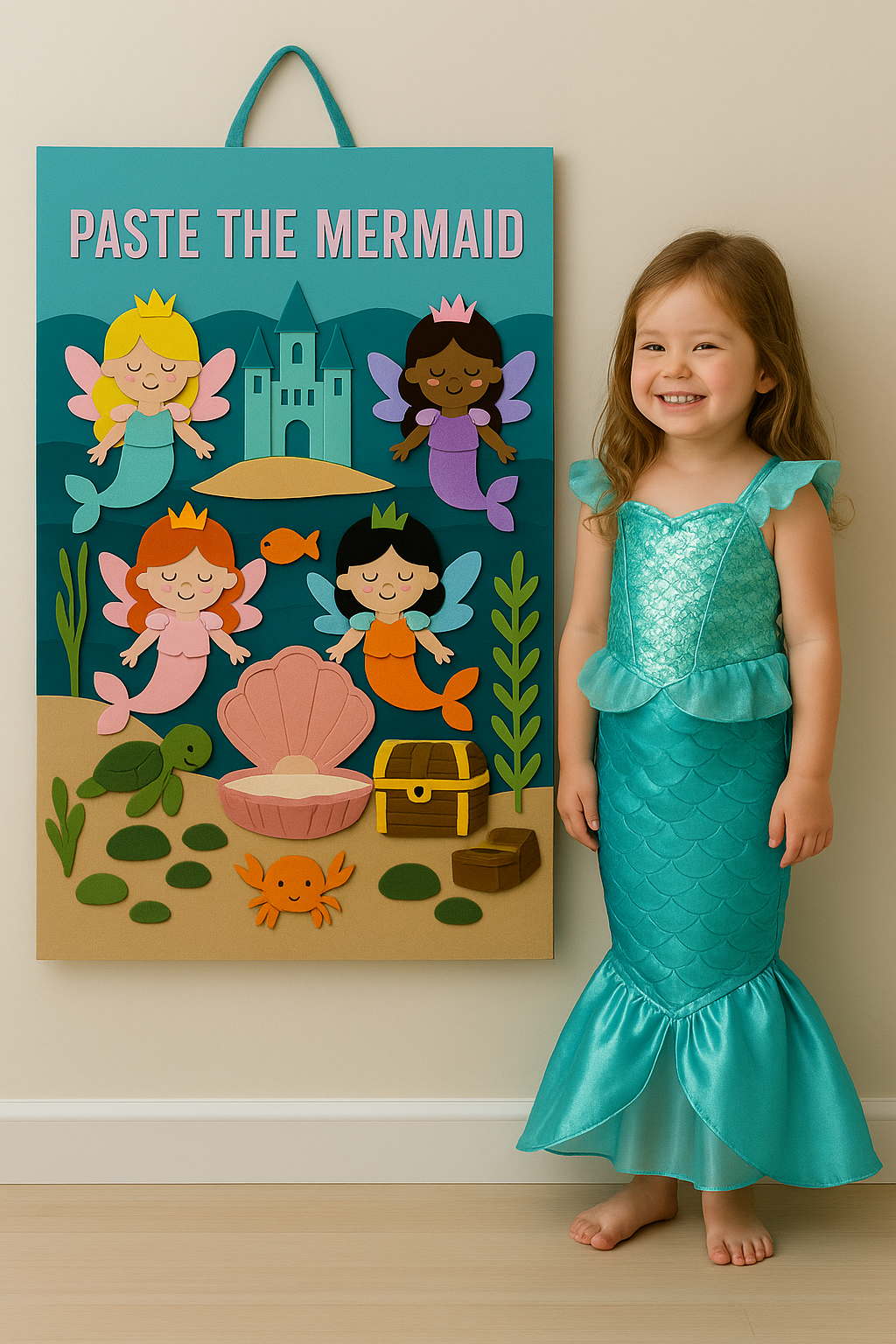 Tableau en Feutrine « Sirène » The PlayMakers | 98 cm | Jeu Créatif Velcro | Dès 3 ans