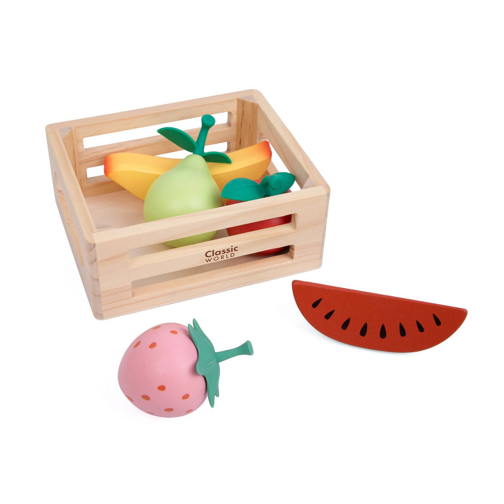 Caisse de Fruits en Bois Classic World | 5 Fruits Réalistes | Jeu de Cuisine | Dès 18 mois