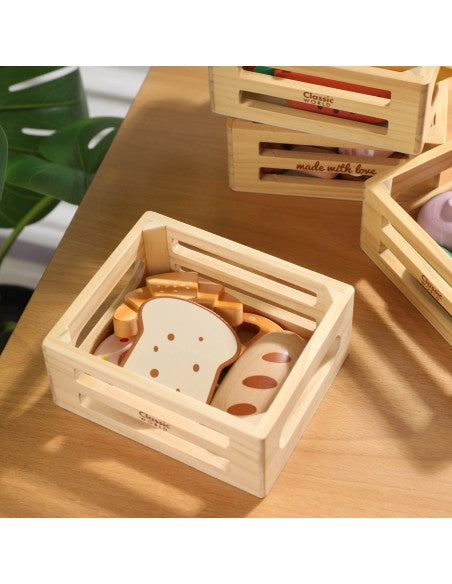 Caisse en bois Classic World avec pain de mie et viennoiseries