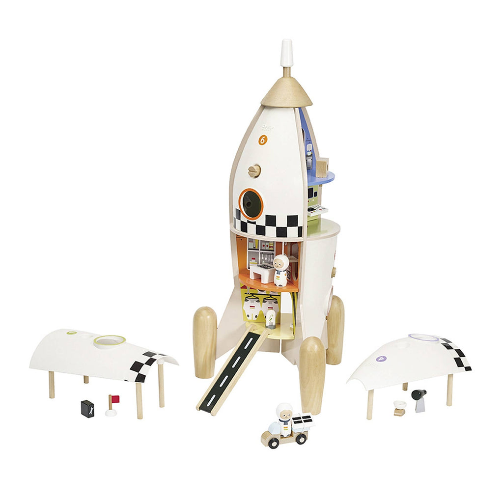 Fusée Jouet en Bois Classic World | Construction & Jeu de Rôle | 12 Pièces | Dès 3 ans