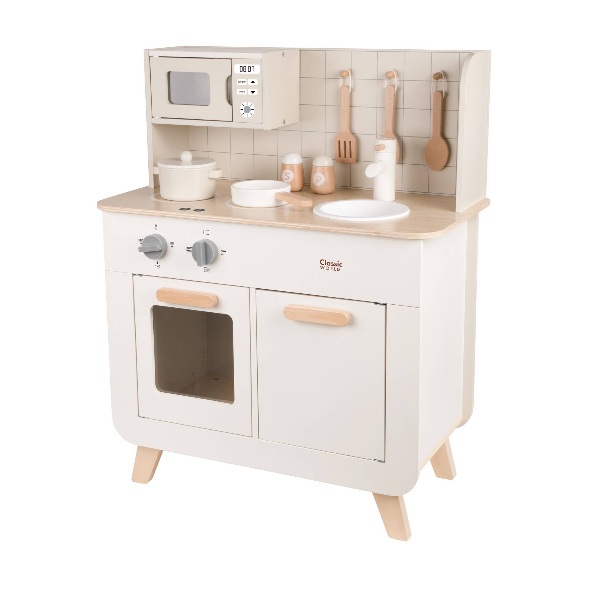 Cuisine en Bois pour Enfants Classic World | Robinet & Accessoires | Jeu d'Imitation | Dès 3 ans