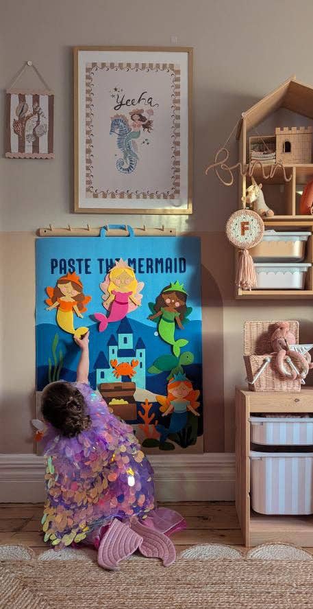 Tableau en Feutrine « Sirène » The PlayMakers | 98 cm | Jeu Créatif Velcro | Dès 3 ans