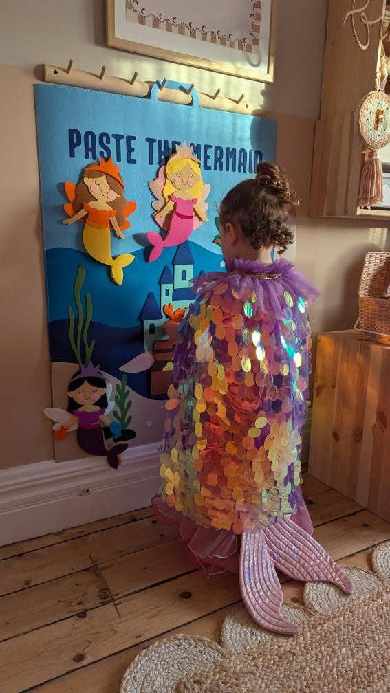 Tableau en Feutrine « Sirène » The PlayMakers | 98 cm | Jeu Créatif Velcro | Dès 3 ans