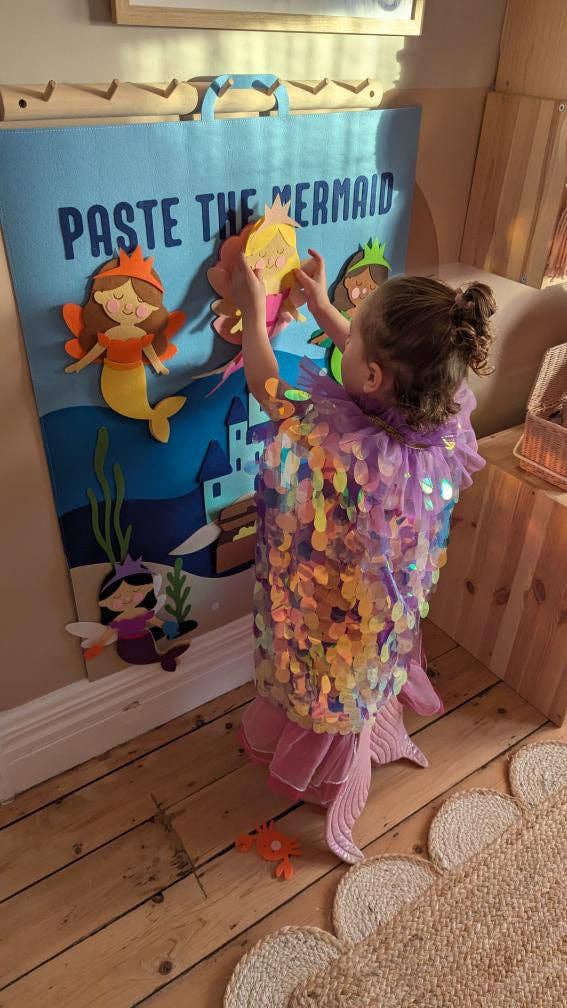 Tableau en Feutrine « Sirène » The PlayMakers | 98 cm | Jeu Créatif Velcro | Dès 3 ans