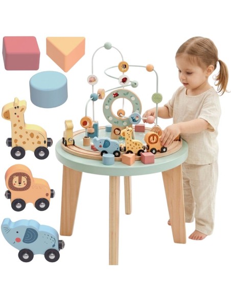 Table d'activités Montessori Tooky Toy avec train safari et formes